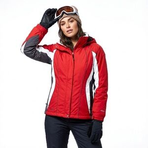 Columbia Women's Vibrant Red and White Ski Jacket